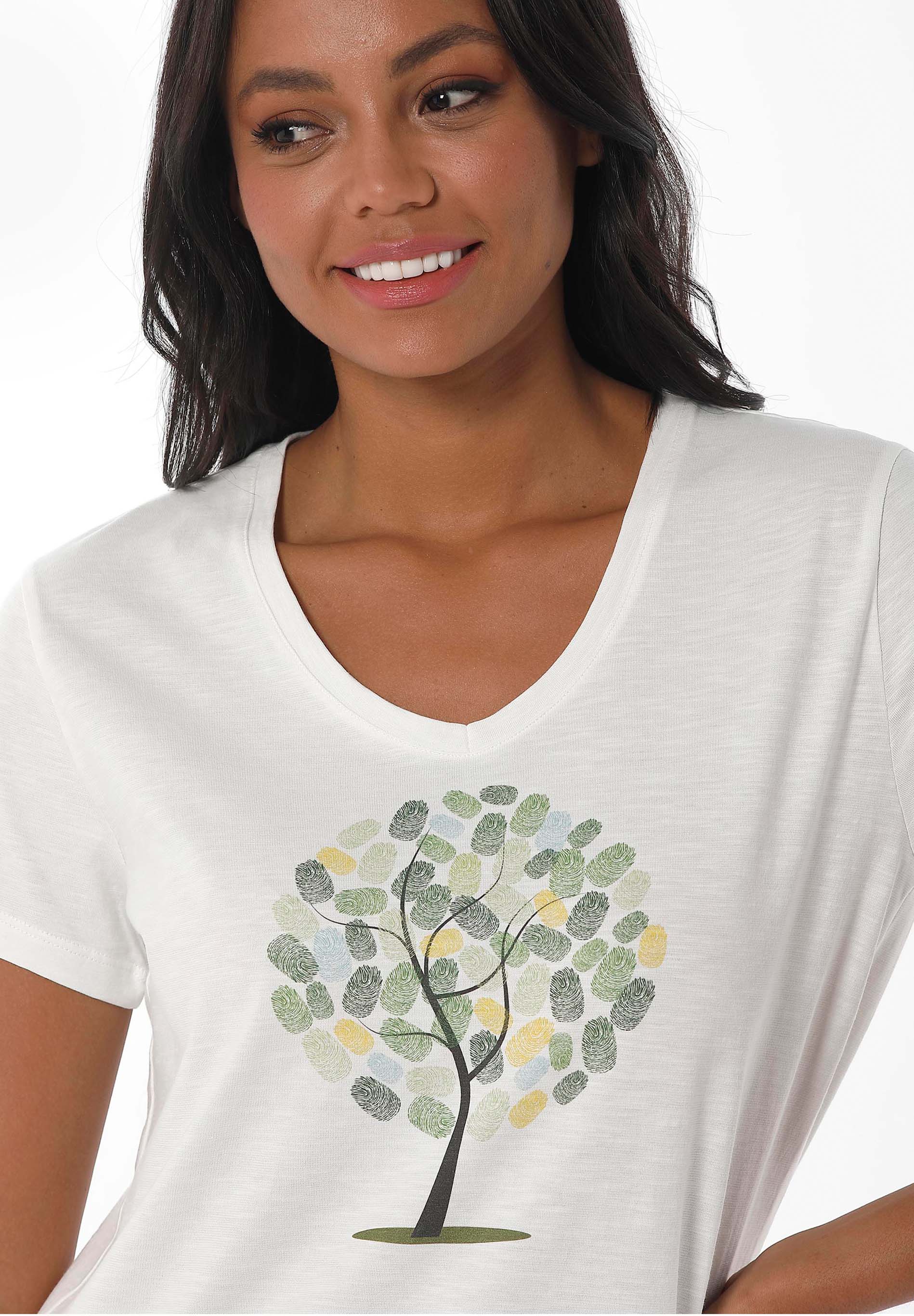 T-Shirt aus Bio-Baumwolle mit Baum-Print