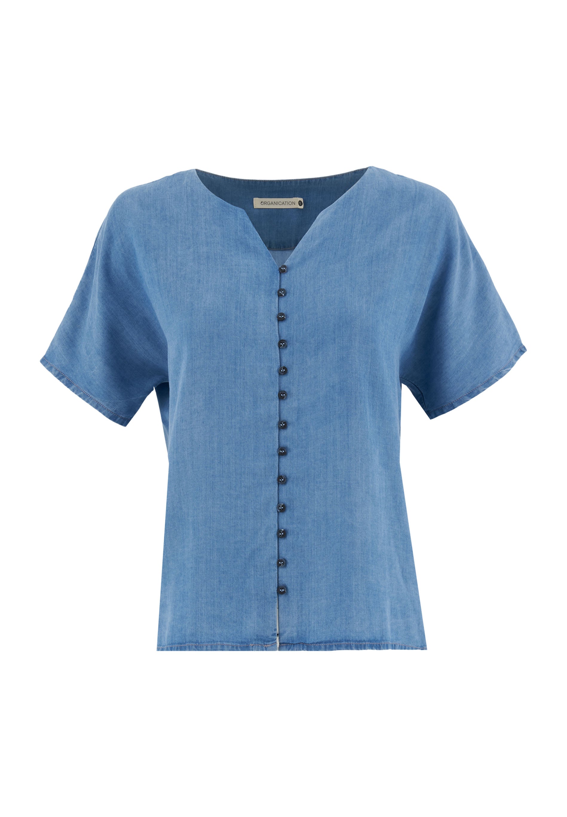 Bluse aus TENCEL™ Lyocell in Denim-Optik