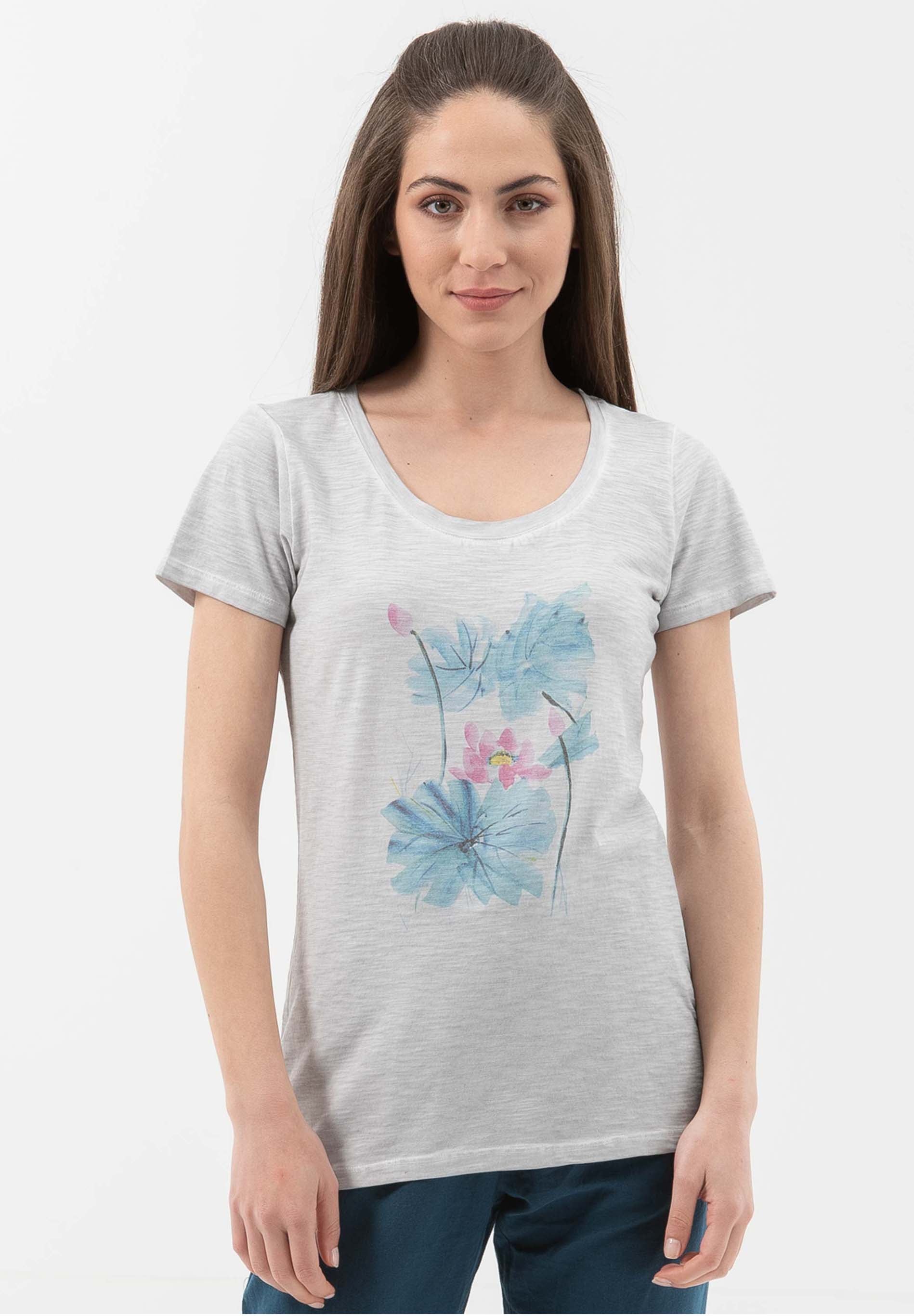 Garment Dyed T-Shirt aus Bio-Baumwolle mit Blumen-Print