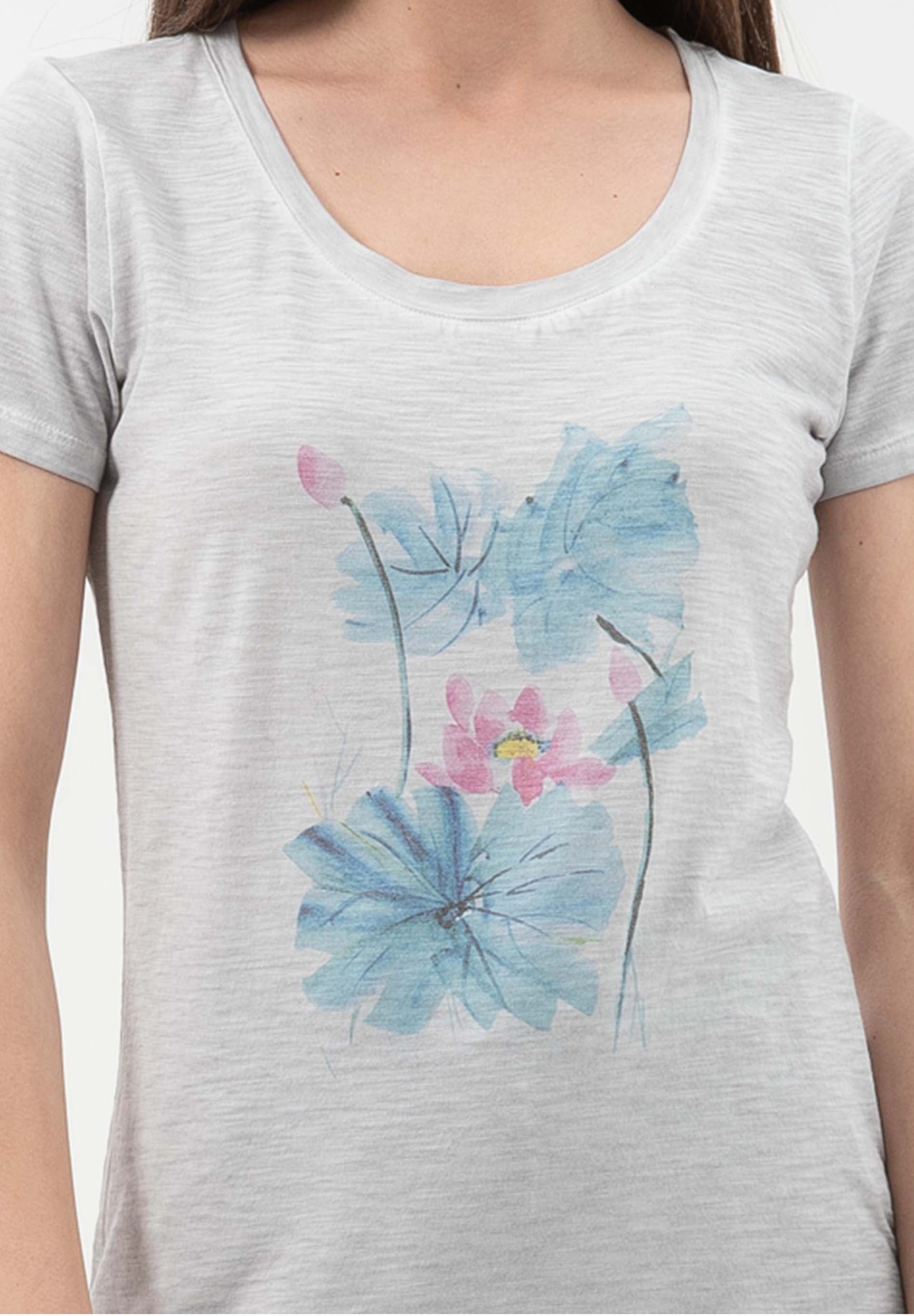 Garment Dyed T-Shirt aus Bio-Baumwolle mit Blumen-Print