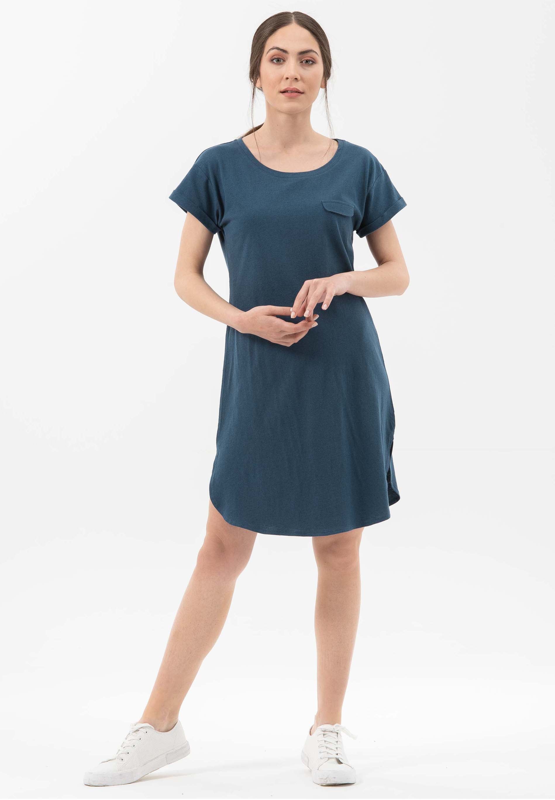 Jerseykleid aus Bio-Baumwolle mit Leinen