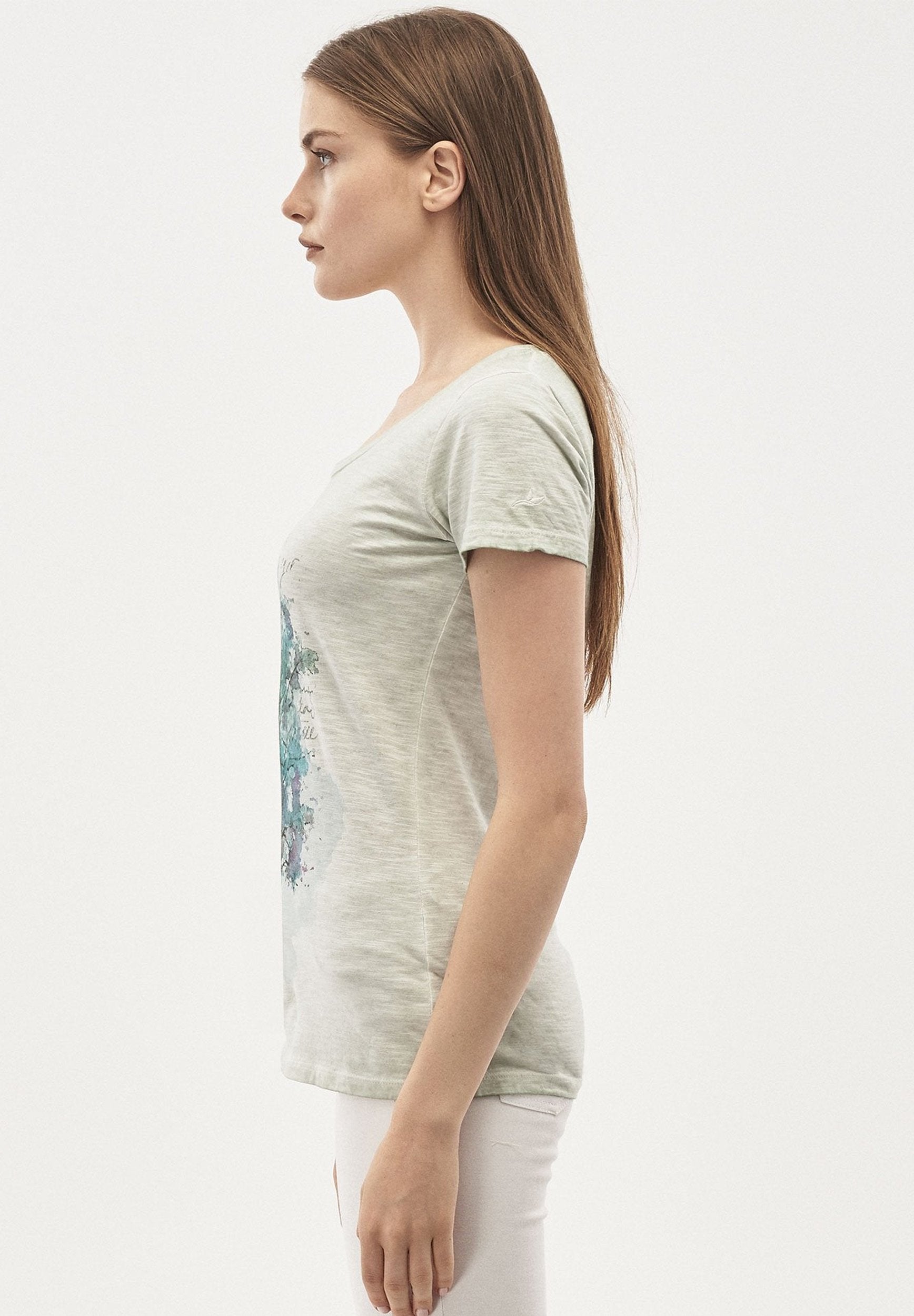 Garment Dyed T-Shirt aus Bio-Baumwolle mit Baum-Print