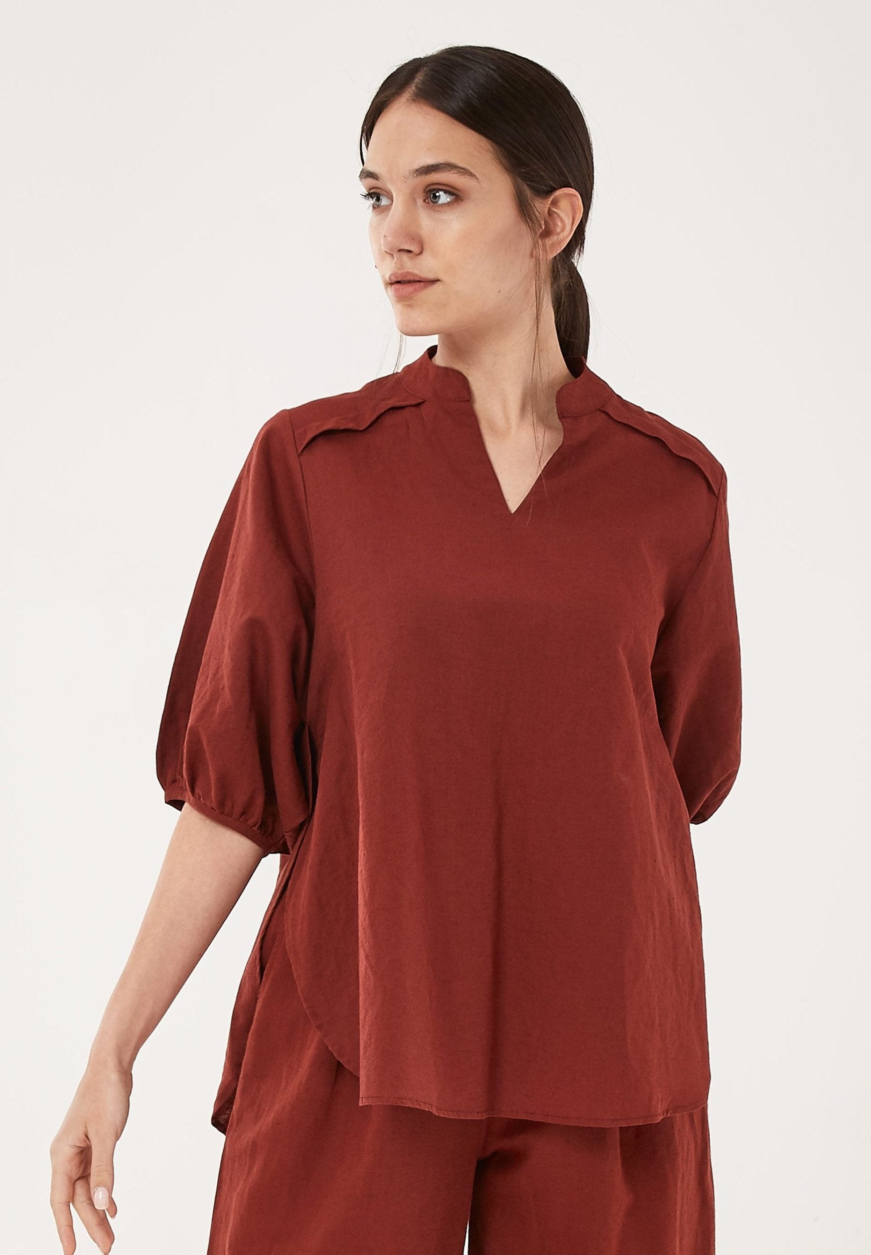 Bluse aus Leinen mit Bio-Baumwolle | Öko Damenmode