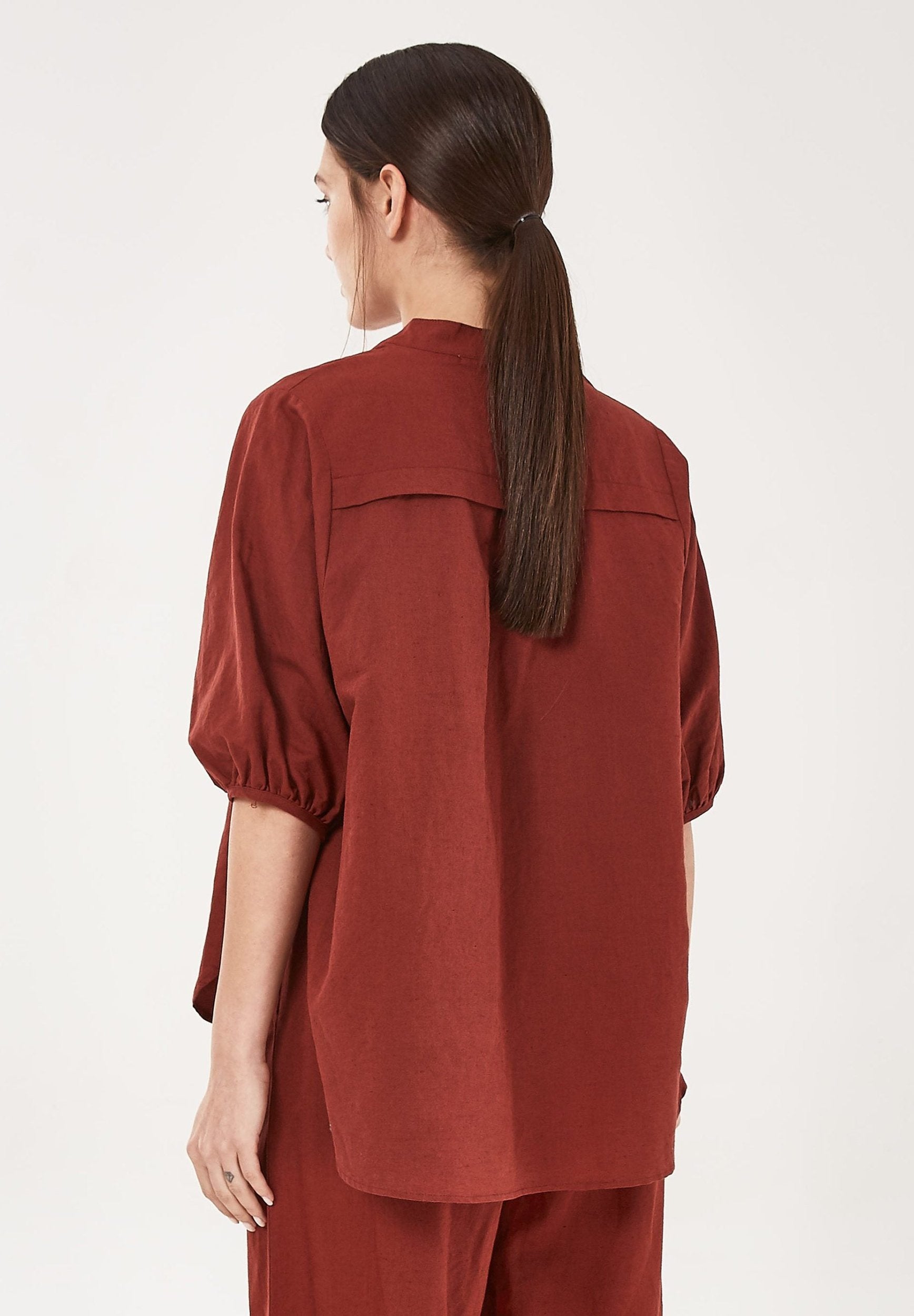 Bluse aus Leinen mit Bio-Baumwolle